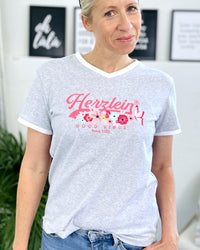 Herzlein® T-Shirt "Flowers" in meliertem Grau