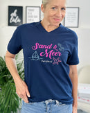 Herzlein® T-Shirt "Sand & Meer" in Navy Blau