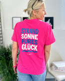 Herzlein® T-Shirt "Strand Sonne Pures Glück" in Pink