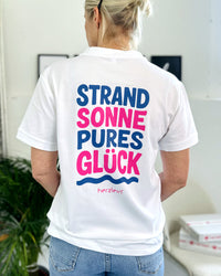Herzlein® T-Shirt "Strand Sonne Pures Glück" in Weiß