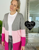 Herzlein® Cardigan "Vanessa" in Grau - Rosa - Pink