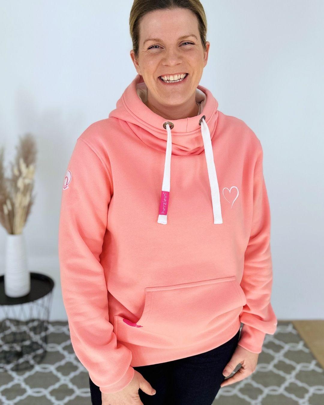 Herzlein® Cosy Hoodie "Herzchen" in Coral