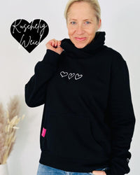 Herzlein® Hoodie "Drei Herzchen" in Schwarz