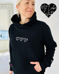 Herzlein® Hoodie "Drei Herzchen" in Schwarz