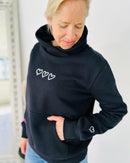 Herzlein® Hoodie "Drei Herzchen" in Schwarz