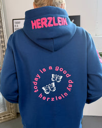 Herzlein® Hoodie "Good Vibes" in Navy Blau
