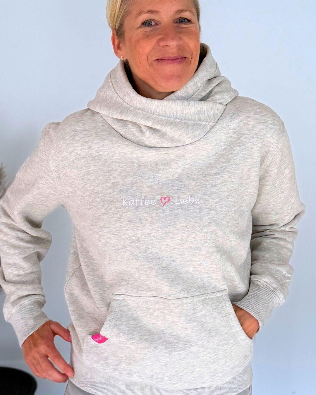 Herzlein® Hoodie "Kaffeeliebe" in Grau meliert