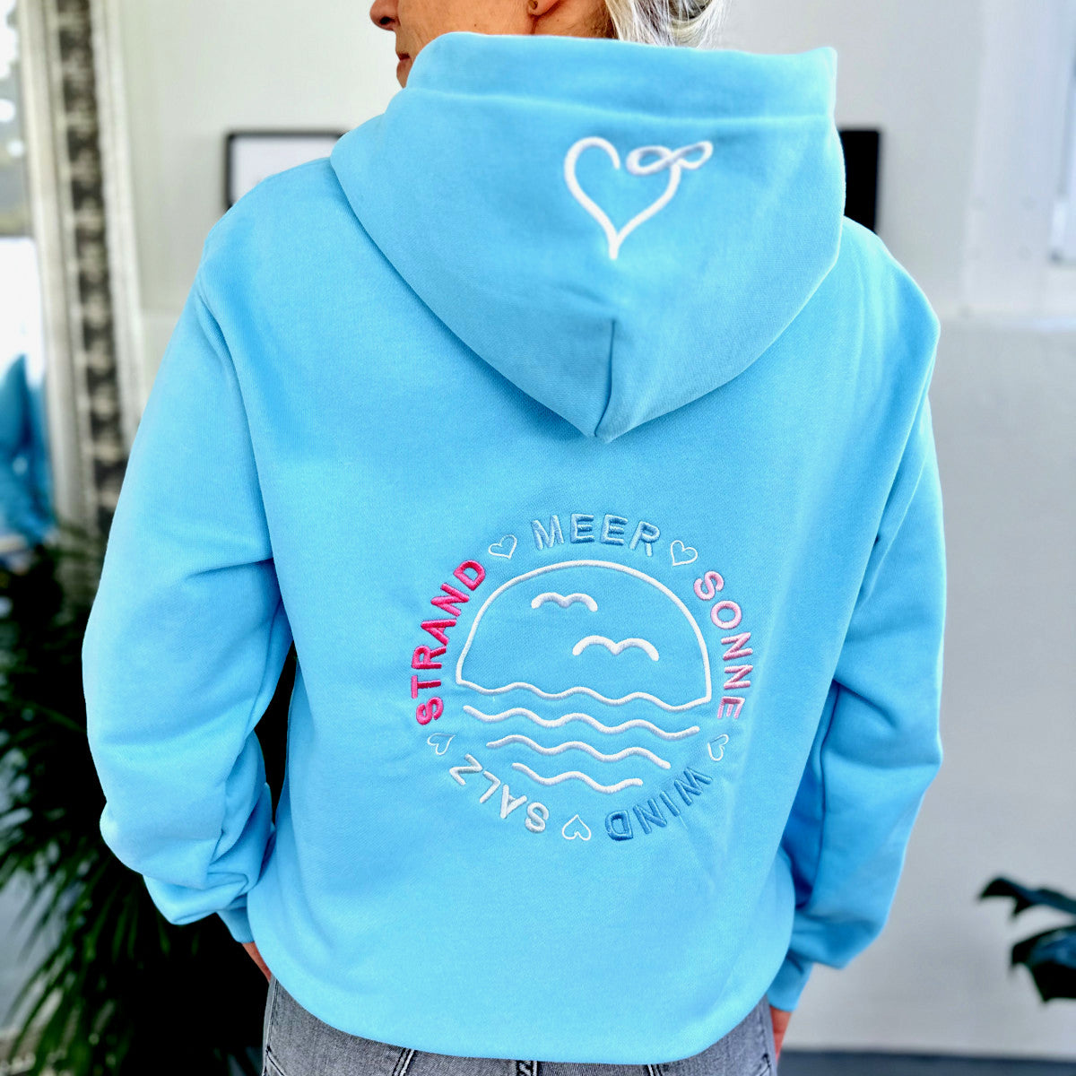 Herzlein® Hoodie "Strandliebe" in Himmelblau