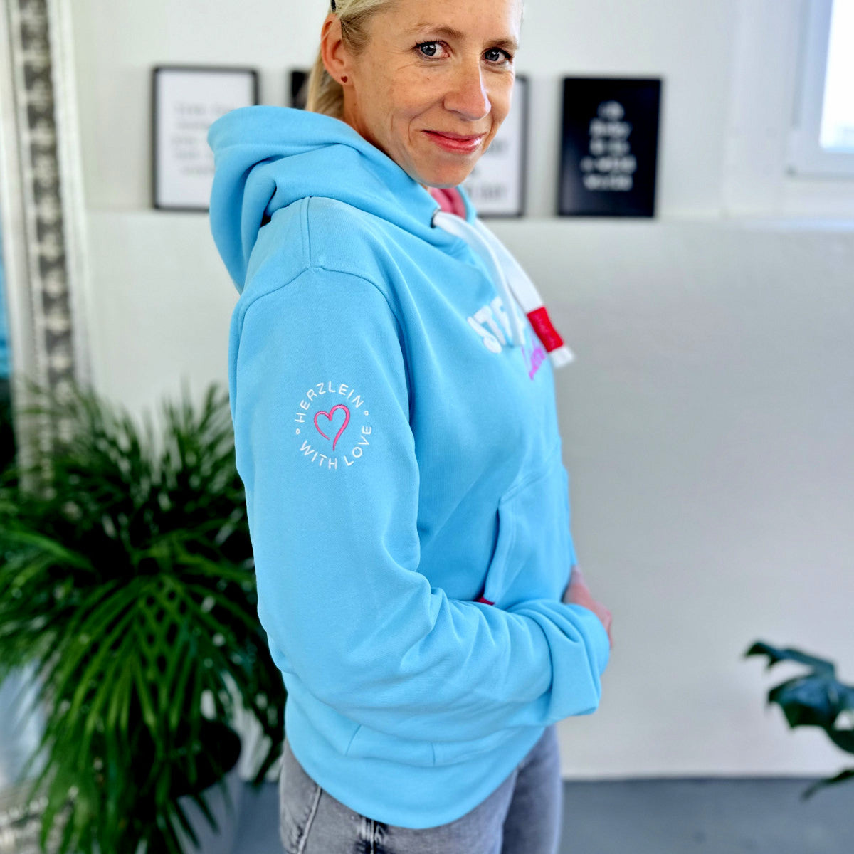 Herzlein® Hoodie "Strandliebe" in Himmelblau