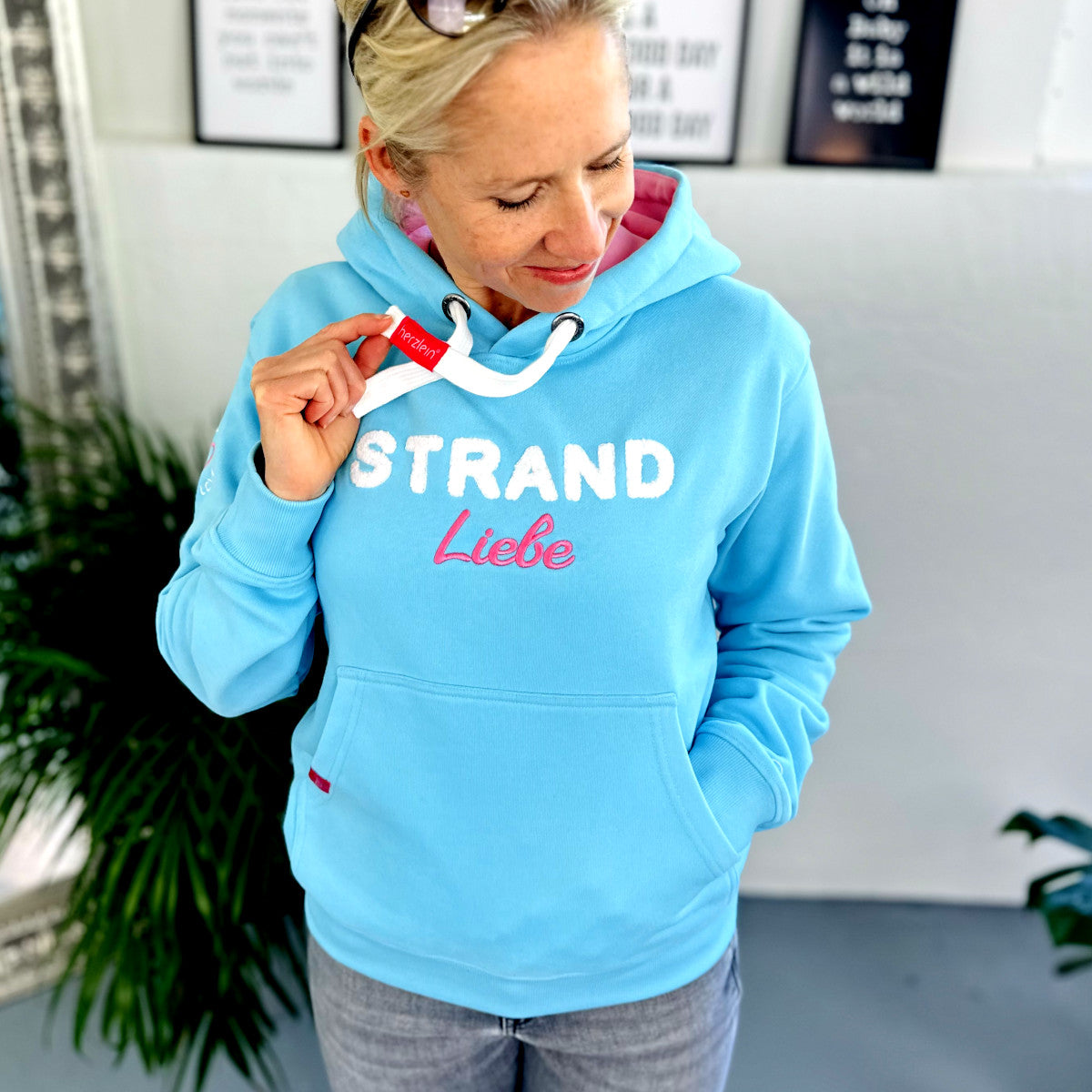 Herzlein® Hoodie "Strandliebe" in Himmelblau