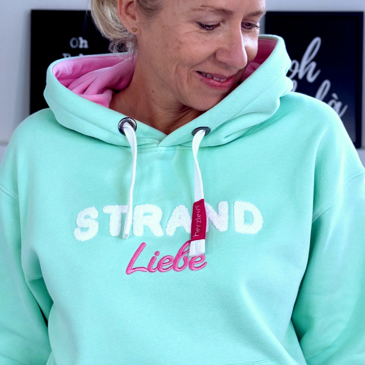 Herzlein® Hoodie "Strandliebe" in Mint