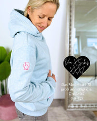 Herzlein® Kuschel Hoodie "Smiley" in meliertem Hellblau