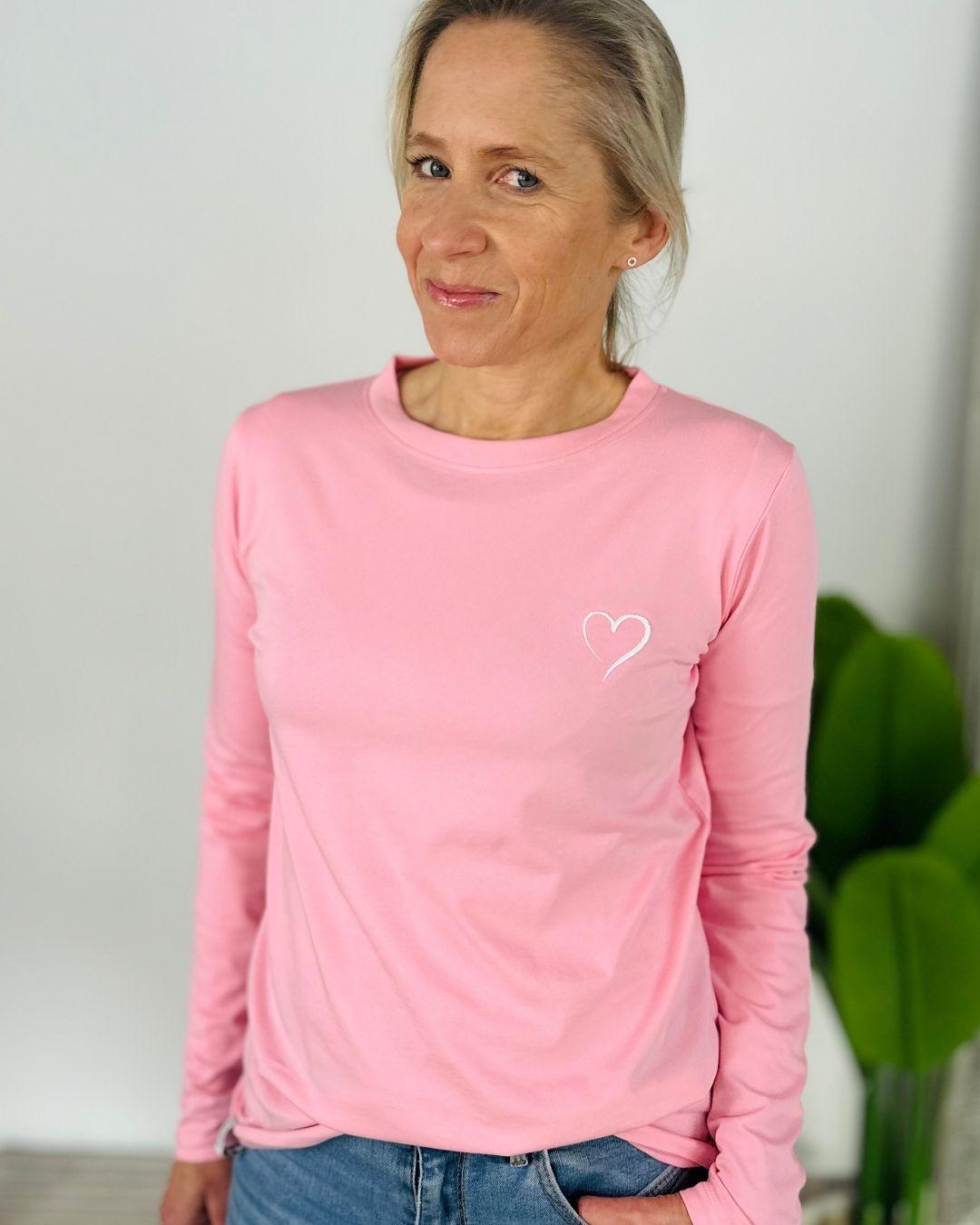 Herzlein® Longsleeve-Shirt mit Herzchen in Rosa
