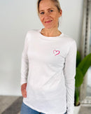 Herzlein® Longsleeve-Shirt mit Herzchen in Weiß
