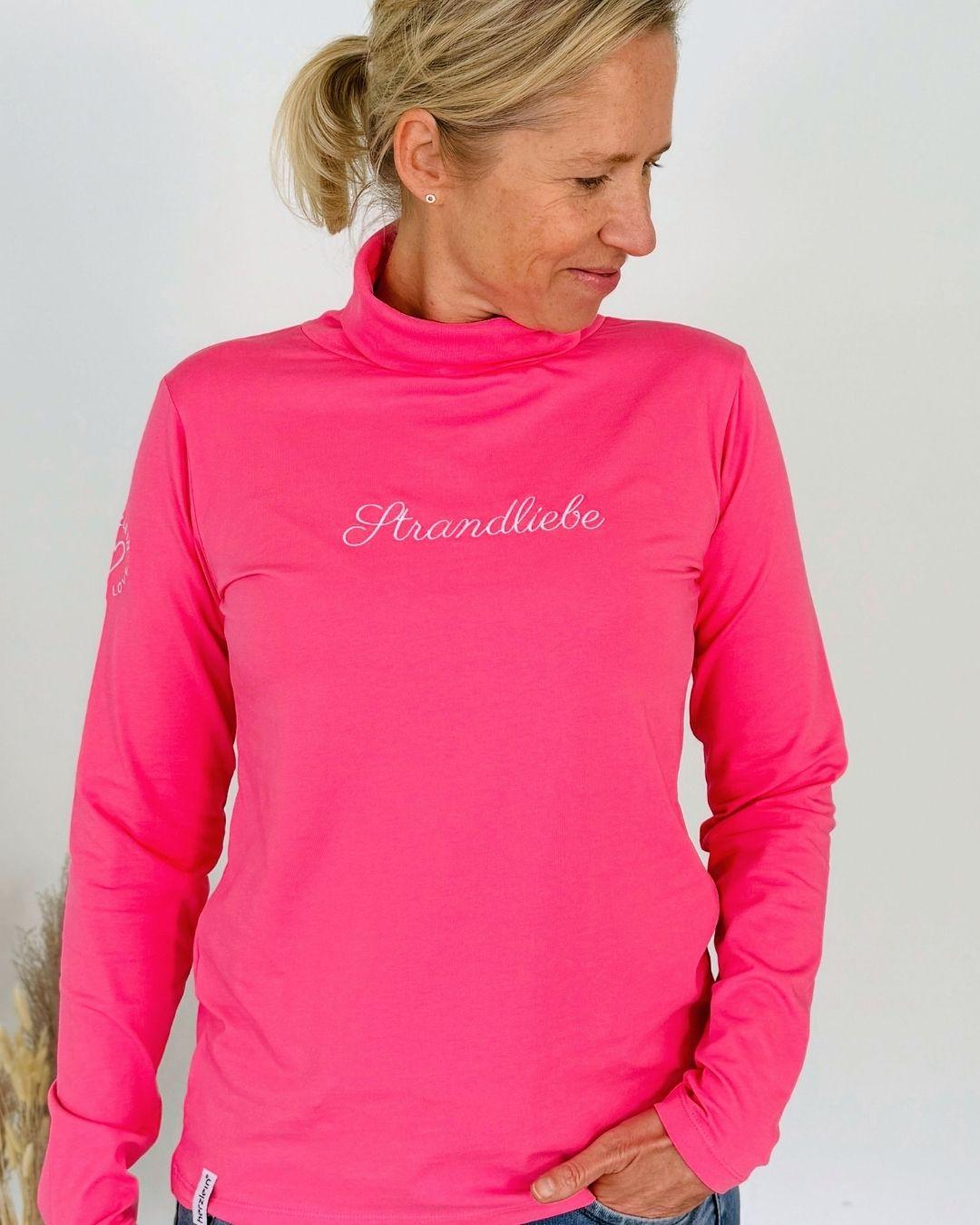 Herzlein® Longsleeve-Shirt mit Rollkragen "Strandliebe" in Pink