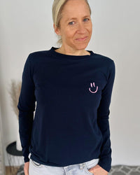 Herzlein® Longsleeve-Shirt mit Smiley in Navy