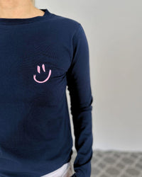 Herzlein® Longsleeve-Shirt mit Smiley in Navy
