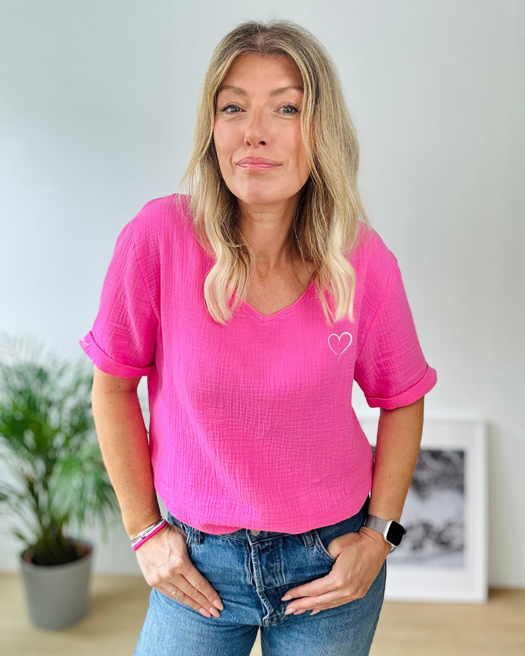 Herzlein® Musselin Shirt in Rosa