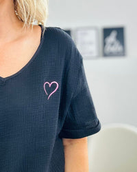 Herzlein® Musselin Shirt in Schwarz