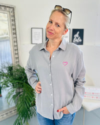 Herzlein® Musselin Bluse in Hell Grau