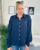 Herzlein® Musselin Bluse in Navy Blau