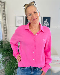 Herzlein® Musselin Bluse in Fuchsia