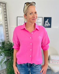 Herzlein® Musselin Bluse in Fuchsia