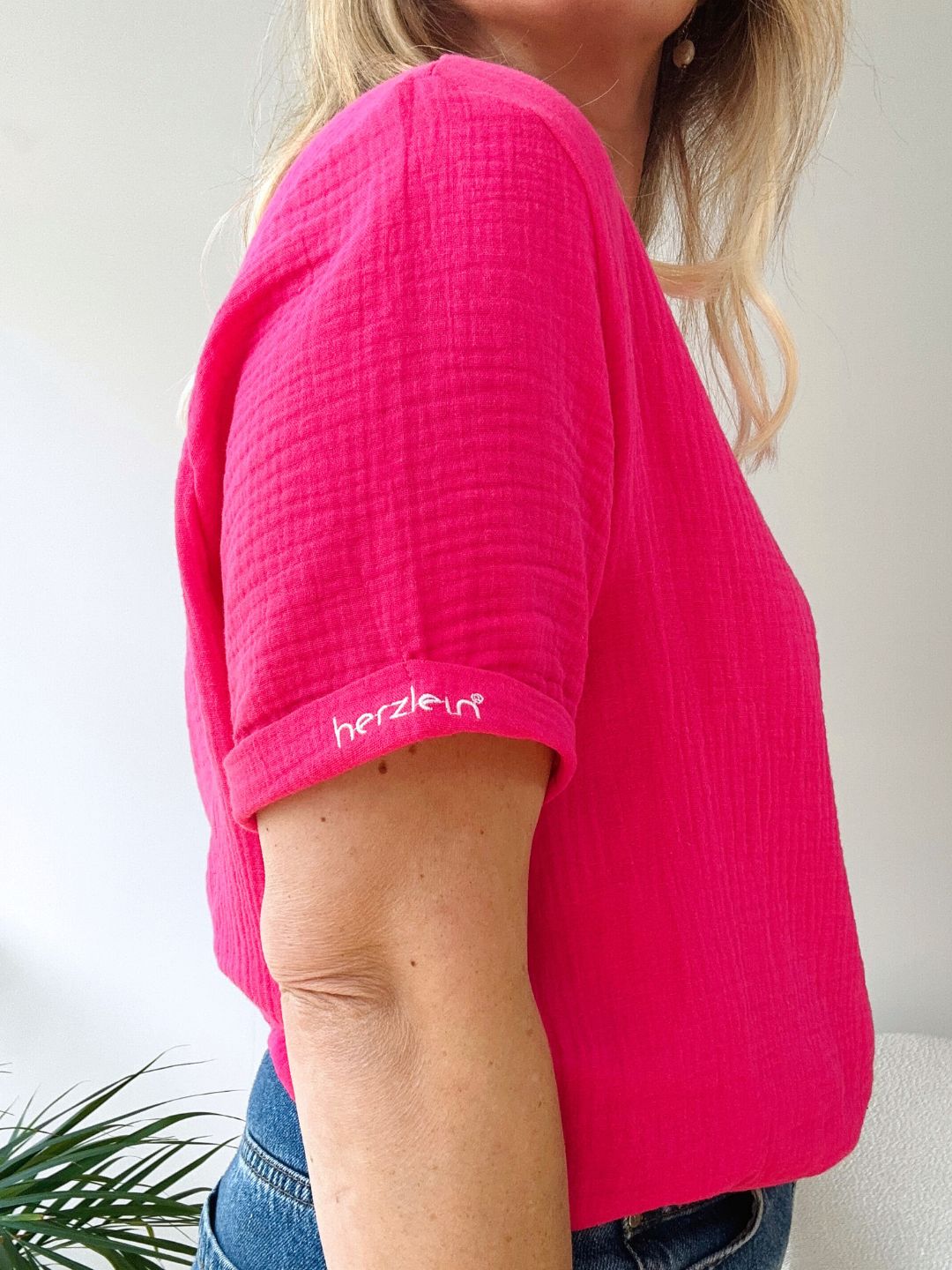 Herzlein® Musselin Shirt mit "Herzchen-Stick" in Pink