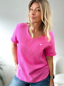 Herzlein® Musselin Shirt mit "Herzchen-Stick" in Rosa