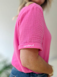 Herzlein® Musselin Shirt mit "Herzchen-Stick" in Rosa