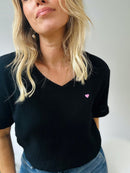Herzlein® Musselin Shirt mit "Herzchen-Stick" in Schwarz