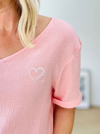 Herzlein® Musselin Shirt in Alt Rosa