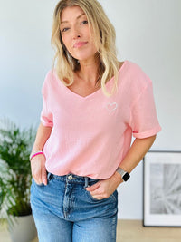 Herzlein® Musselin Shirt in Alt Rosa