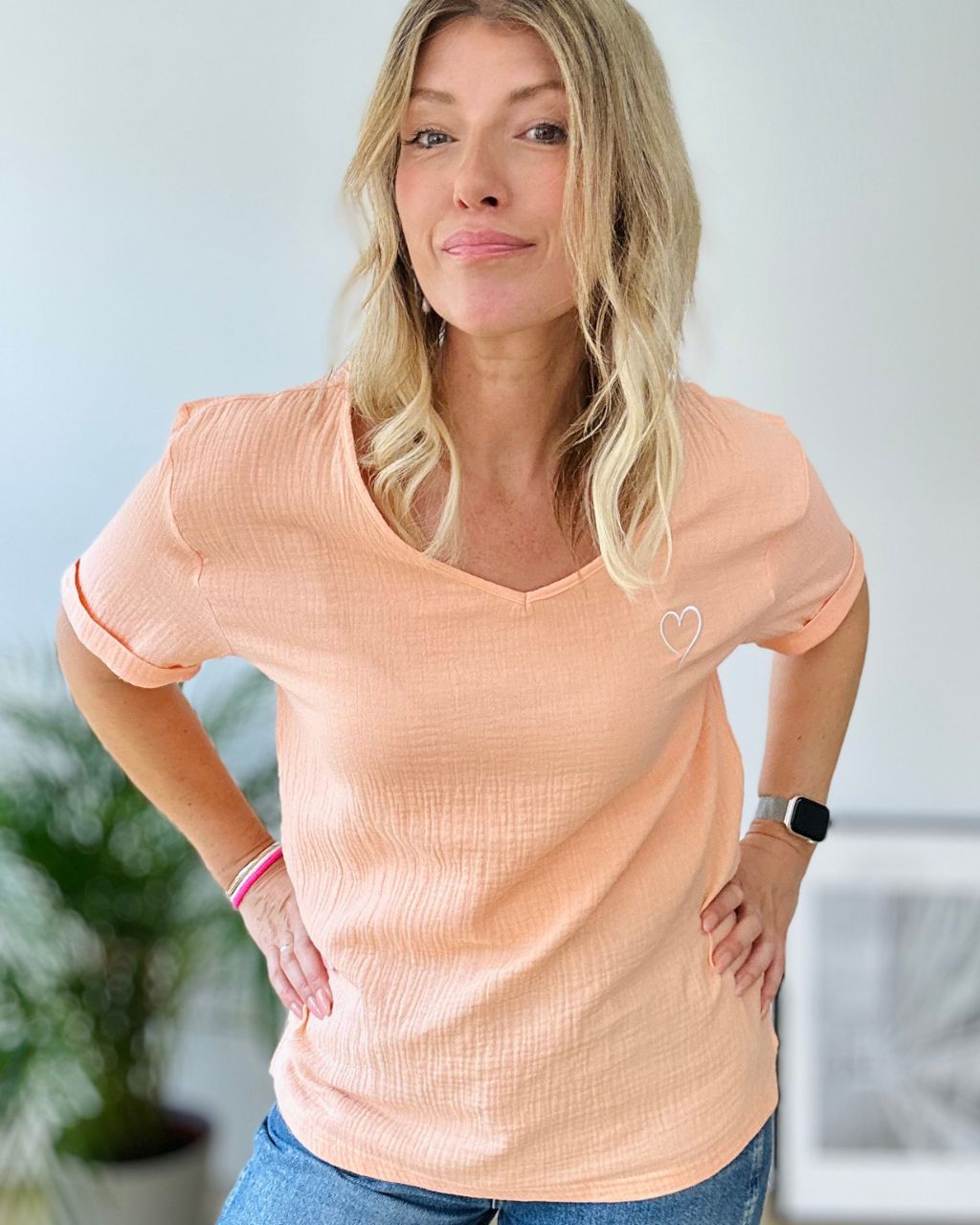 Herzlein® Musselin Shirt in Apricot