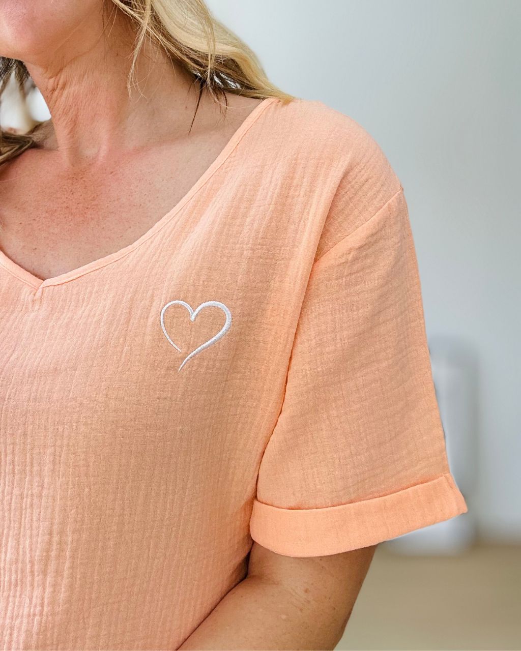 Herzlein® Musselin Shirt in Apricot