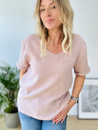 Herzlein® Musselin Shirt in Haselnuss