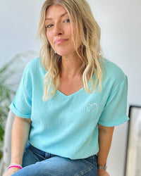 Herzlein® Musselin Shirt in Türkis
