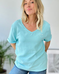 Herzlein® Musselin Shirt in Türkis