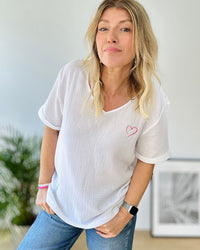 Herzlein® Musselin Shirt in Weiß