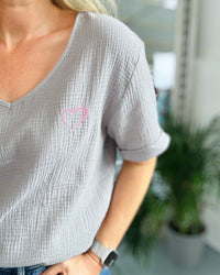 Herzlein® Musselin Shirt in Grau