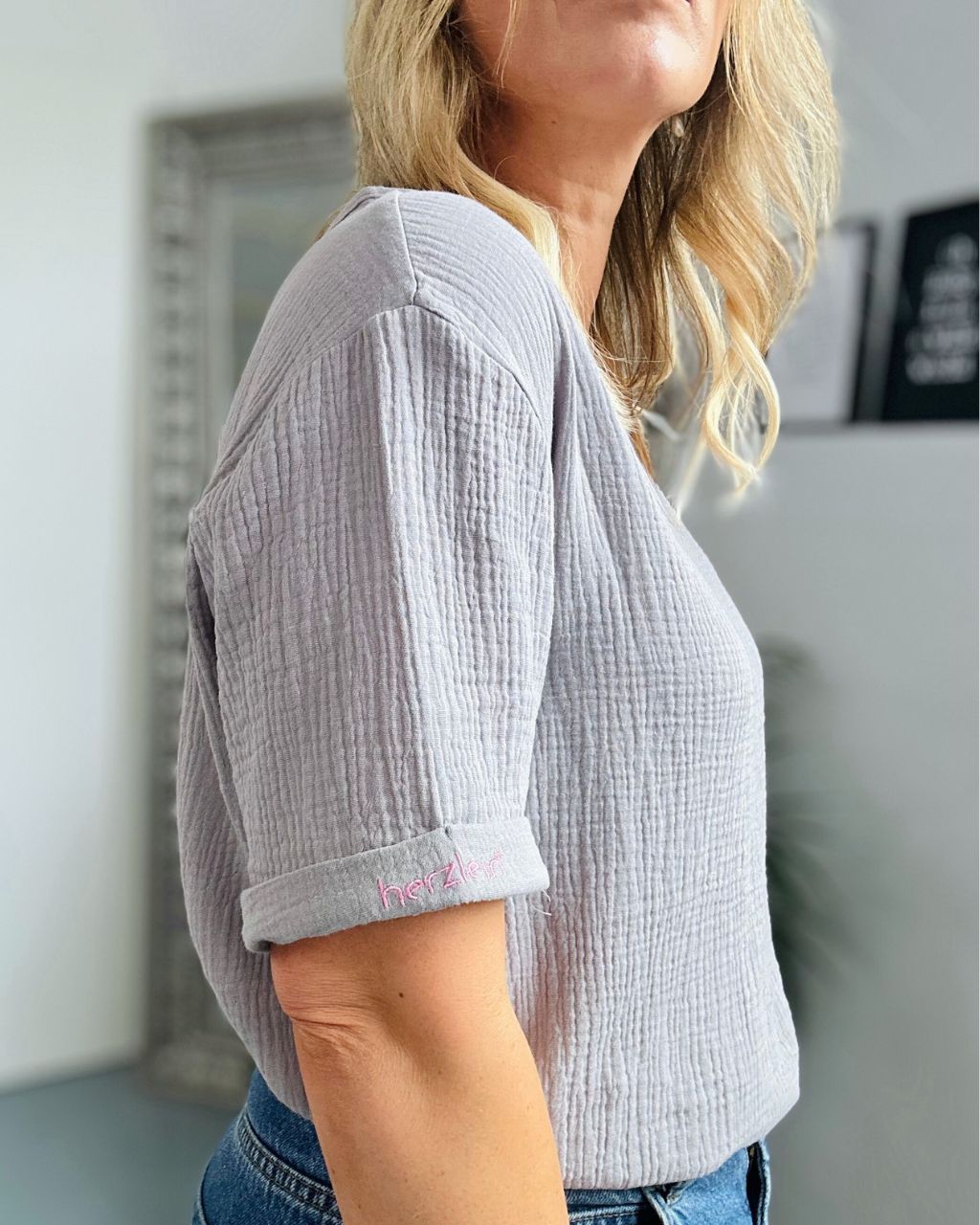 Herzlein® Musselin Shirt in Grau