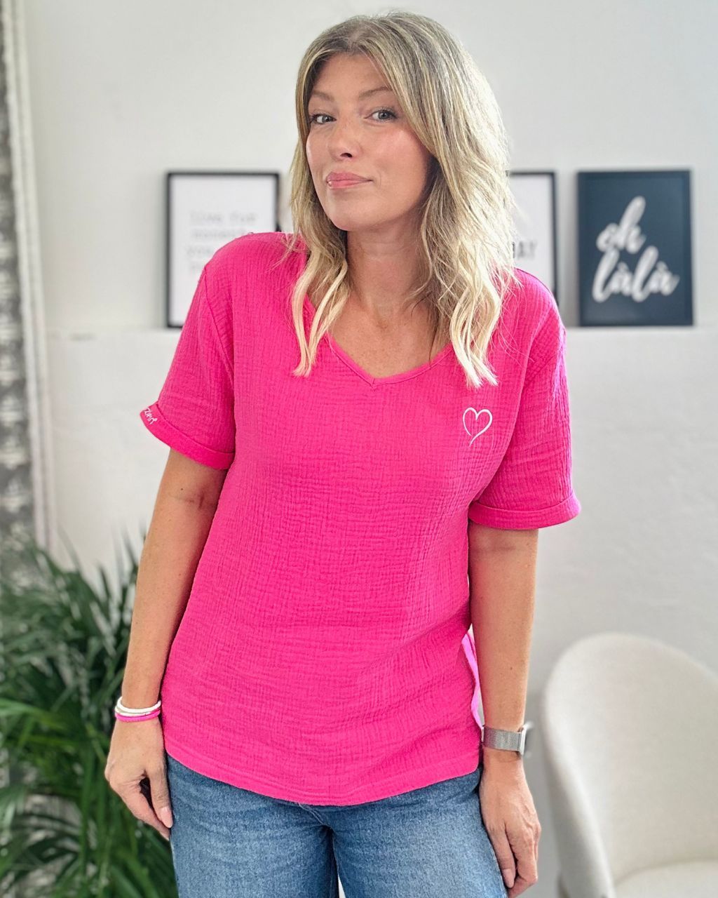 Herzlein® Musselin Shirt in Pink