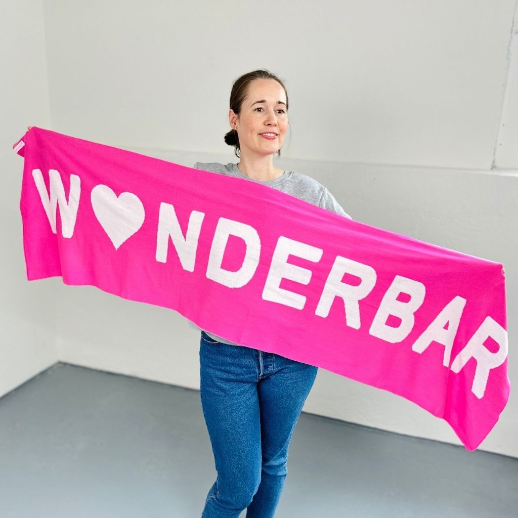 Herzlein® Schal "Wunderbar" in Pink - Weiß