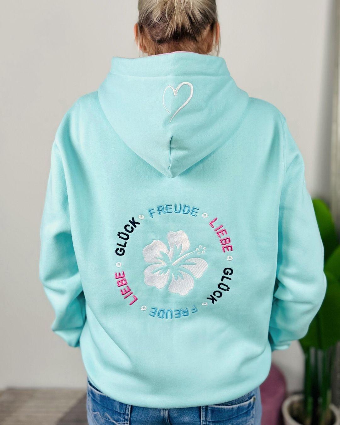 Herzlein® Sweatjacke "Freude Liebe Glück" in Mint