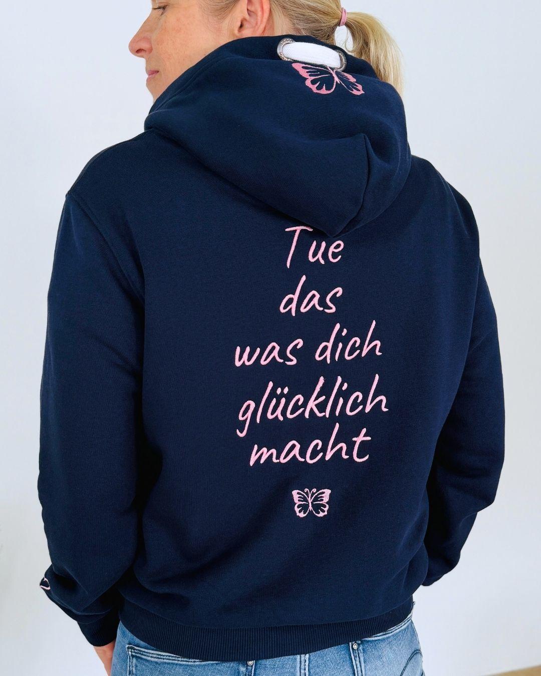 Herzlein® Sweatjacke "Glücklich" in Navy