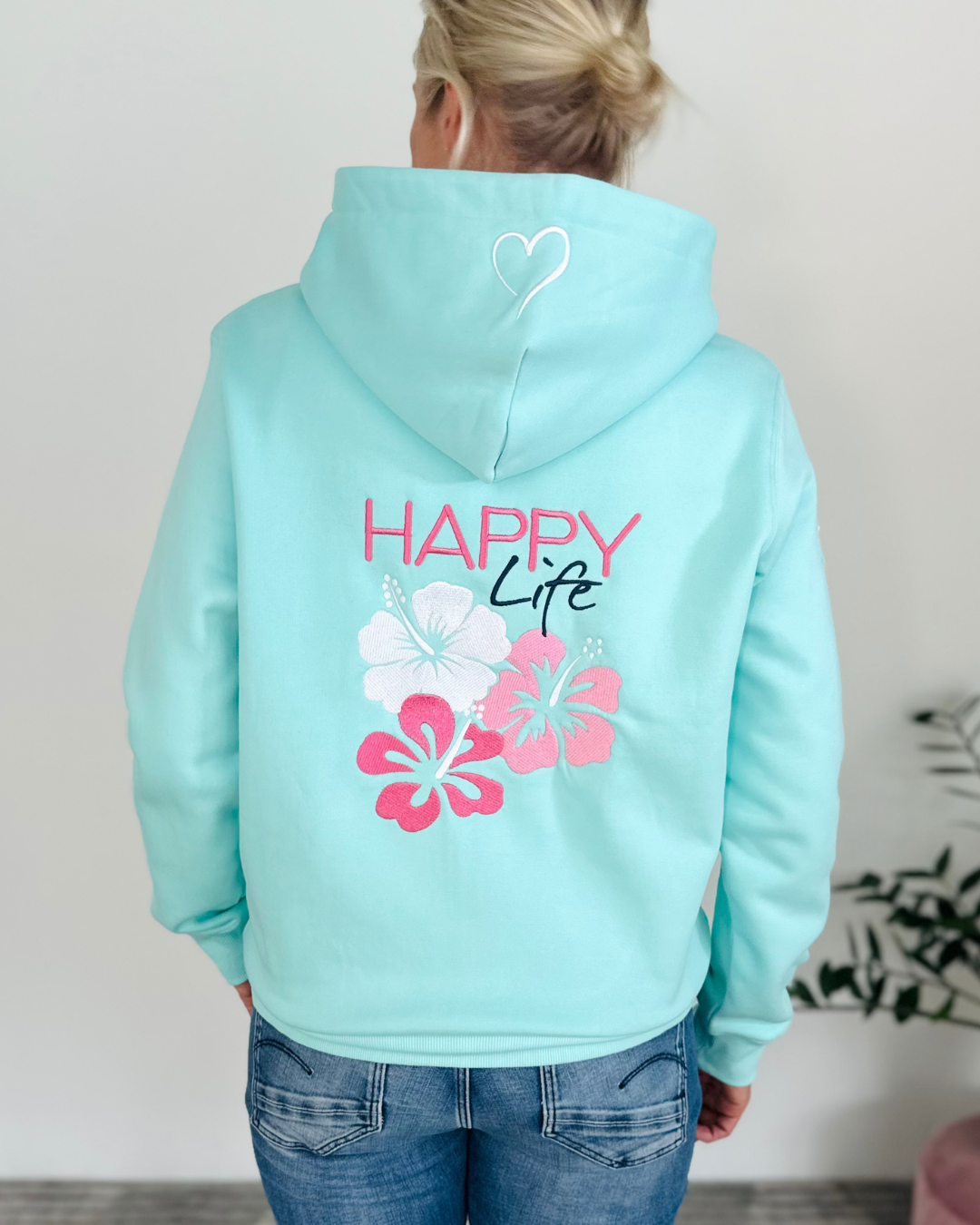 Herzlein® Sweatjacke "Happy Life" in Mint