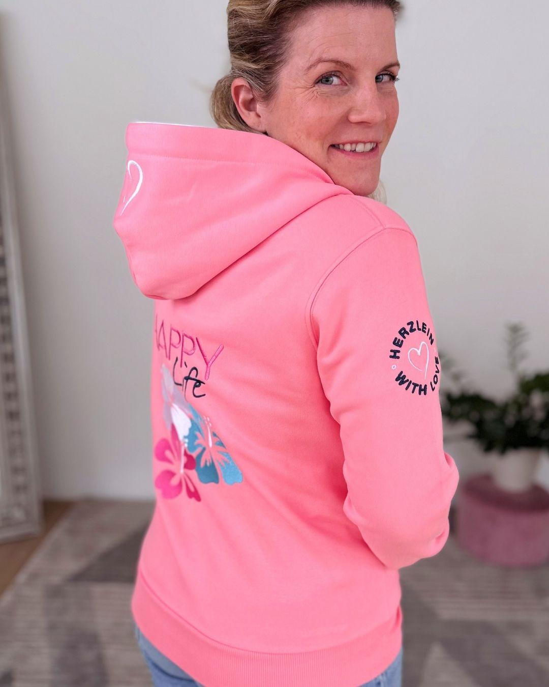 Herzlein_Sweatjacke_Happy_Life_in_Coral