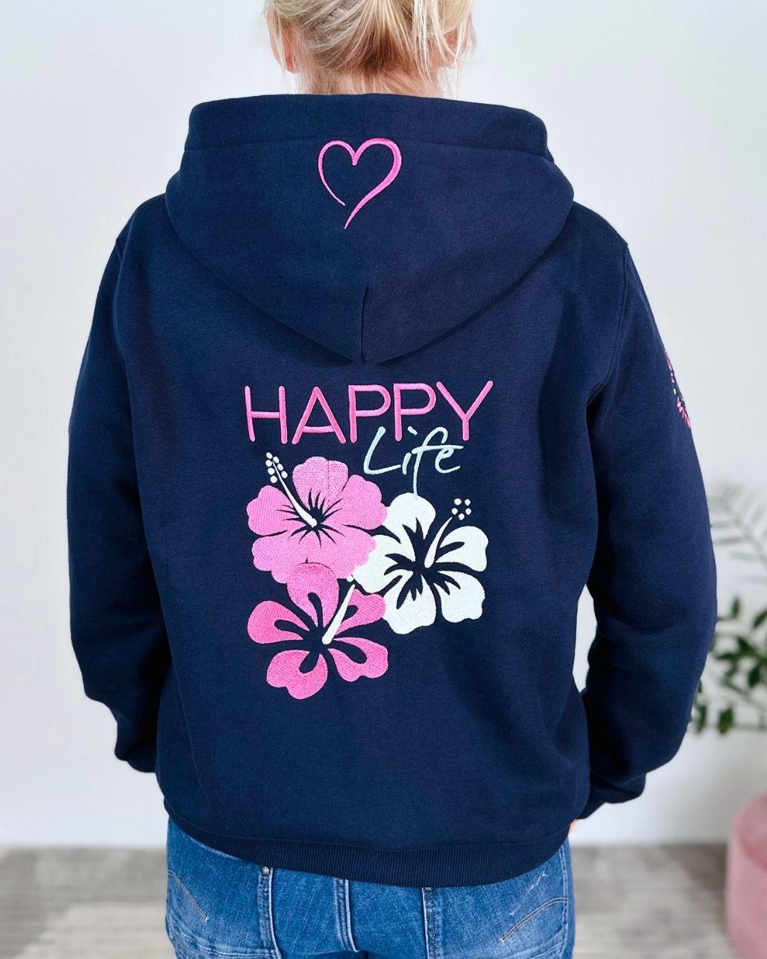 Herzlein® Sweatjacke "Happy Life" in Navy