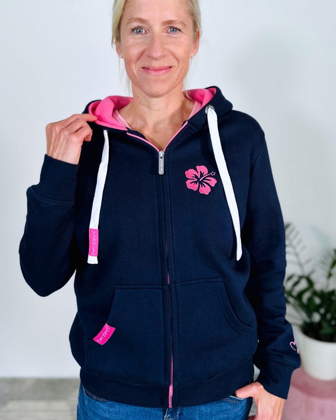 Herzlein_Sweatjacke_Happy_Life_in_Navy