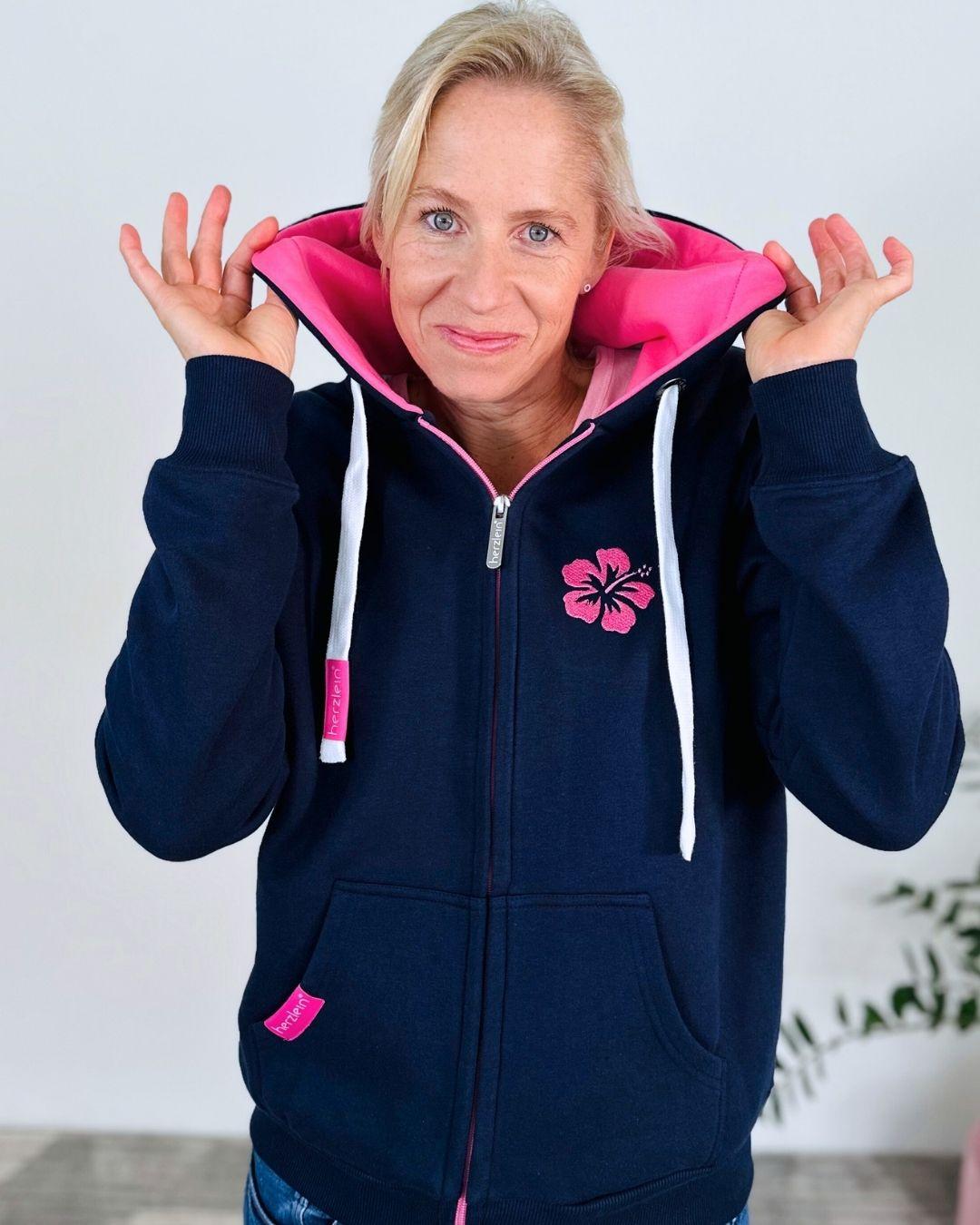Herzlein_Sweatjacke_Happy_Life_in_Navy